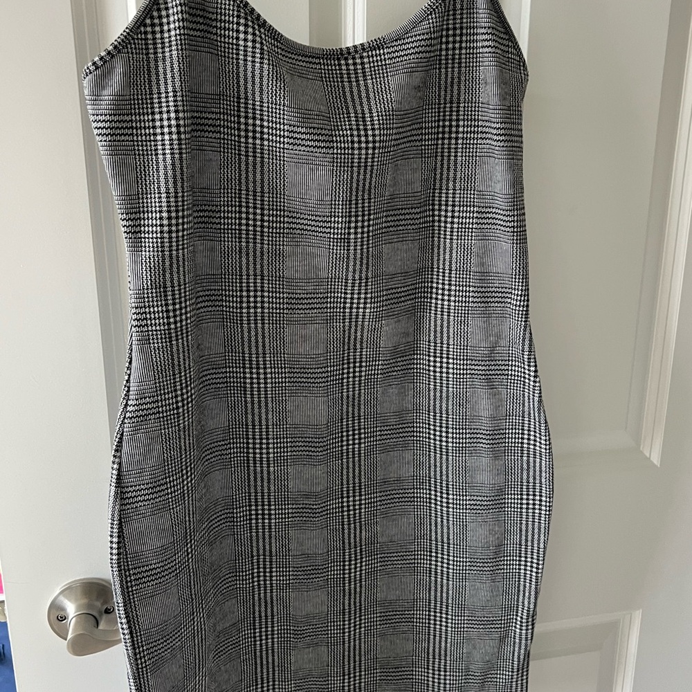 Classic Black and White Plaid Dress